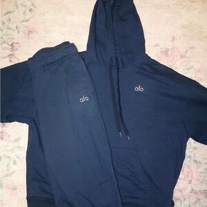Alo Navy Hoodie and Sweatpants Set